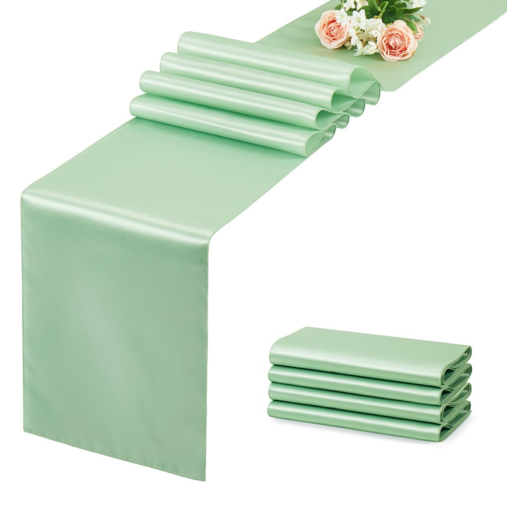12 Pack Silver Table Runner 12x108 Inches Long, Satin Silk-Like Smooth Table Decor for Wedding Birthday Party