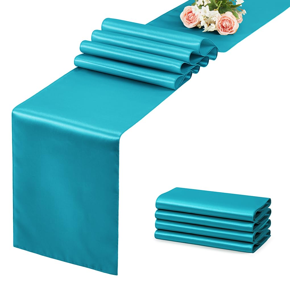 12 Pack Silver Table Runner 12x108 Inches Long, Satin Silk-Like Smooth Table Decor for Wedding Birthday Party