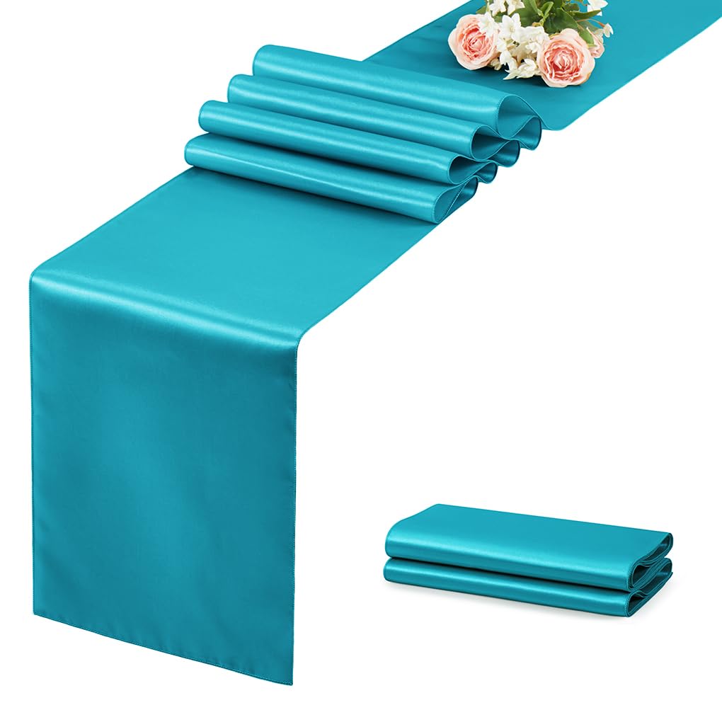 12 Pack Silver Table Runner 12x108 Inches Long, Satin Silk-Like Smooth Table Decor for Wedding Birthday Party