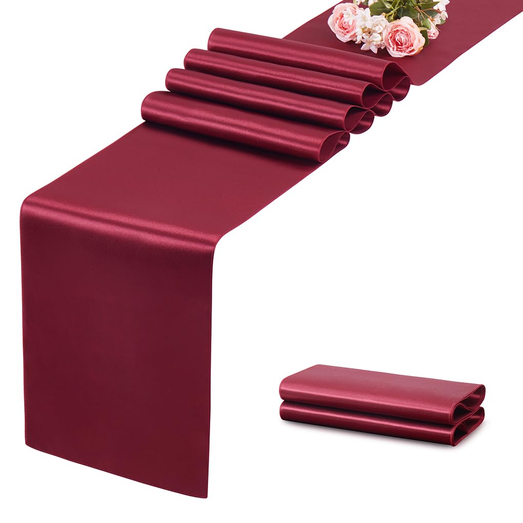 12 Pack Silver Table Runner 12x108 Inches Long, Satin Silk-Like Smooth Table Decor for Wedding Birthday Party