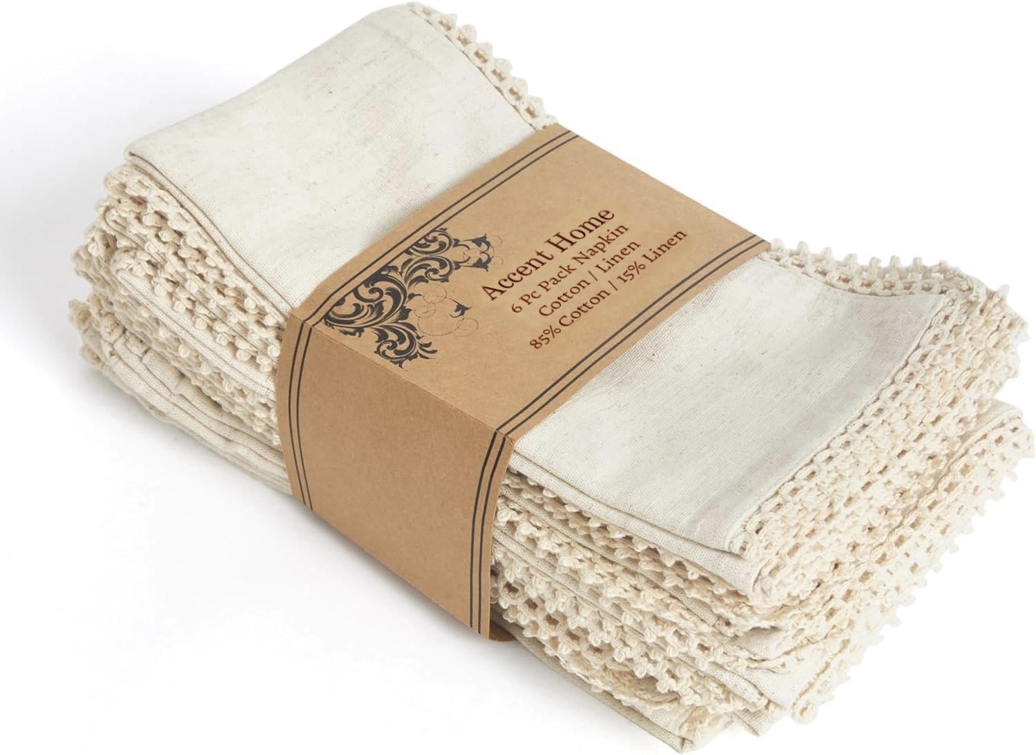 ACCENTHOME Natural Cloth Napkins Set of 12 18x18 inch Cotton Dinner Napkins - Washable Soft Premium Hotel Quality Reusable Napkins Perfect Table Napkins for Family Dinners, Weddings & Everyday Use