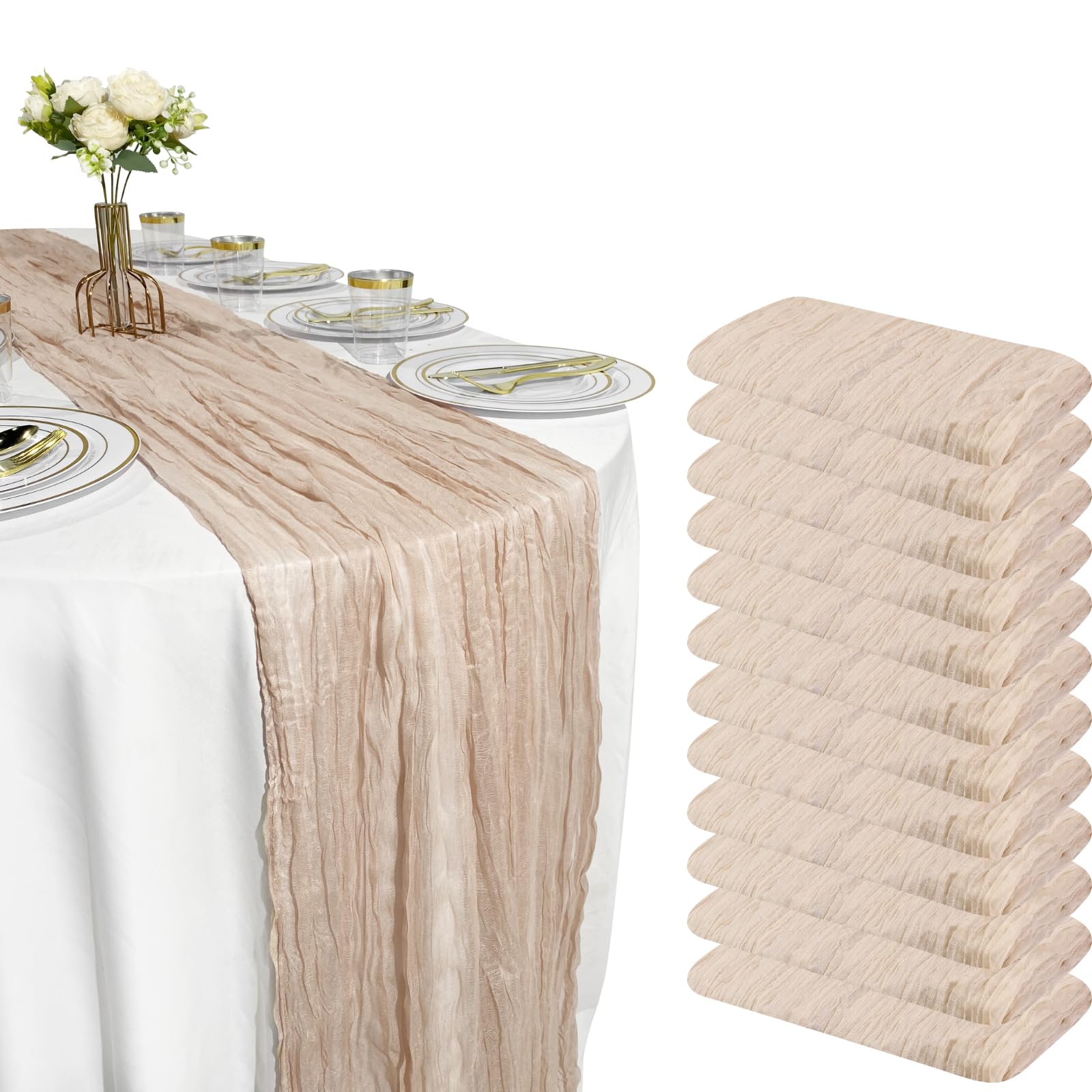 10FT Red Cheesecloth Table Runner 120 Inch Rustic Boho Gauze Cheese Cloth Table Runner for Wedding Baby Shower Bridal Shower Birthday Party Home Decorations