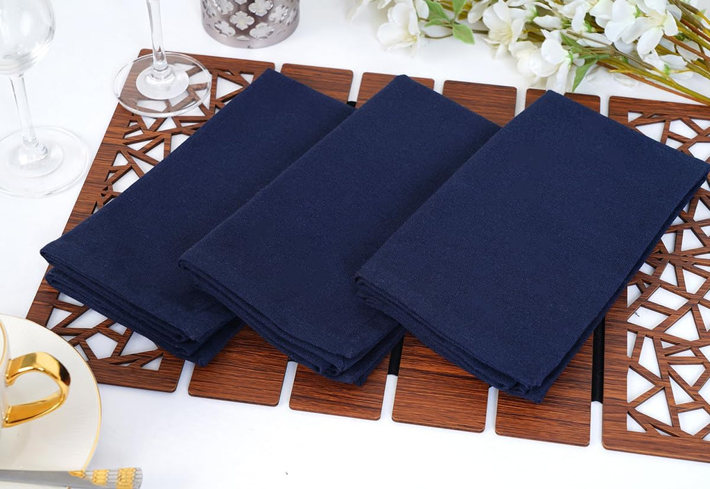 Blue Needles Solid Cloth Napkins Set of 12 Navy Blue 100% Cotton Dinner Napkins 18x18 inches - Soft, Reusable, Absorbent & Washable Linen, Ideal for Spring Summer Easter Events Parties & Everyday Use