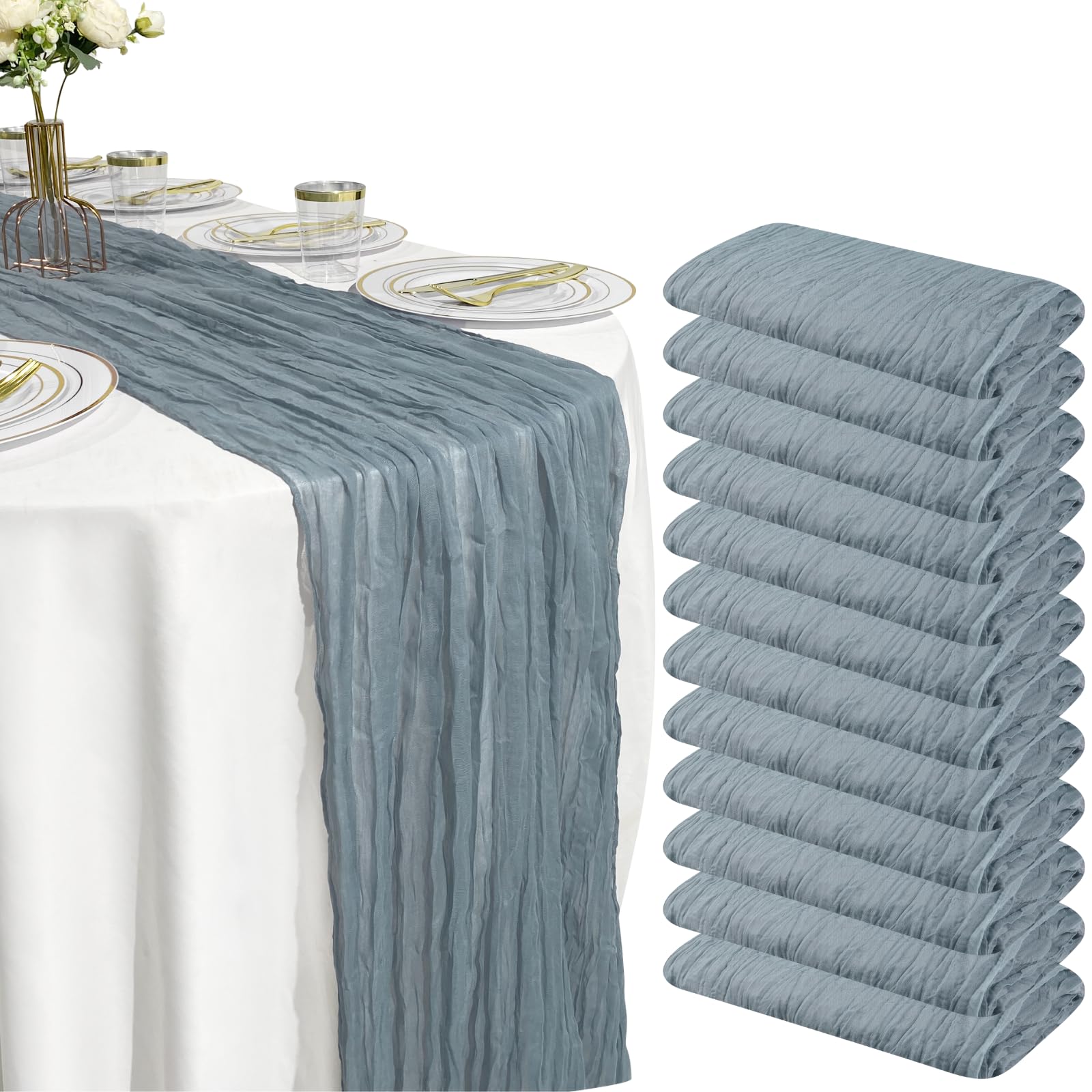 10FT Red Cheesecloth Table Runner 120 Inch Rustic Boho Gauze Cheese Cloth Table Runner for Wedding Baby Shower Bridal Shower Birthday Party Home Decorations