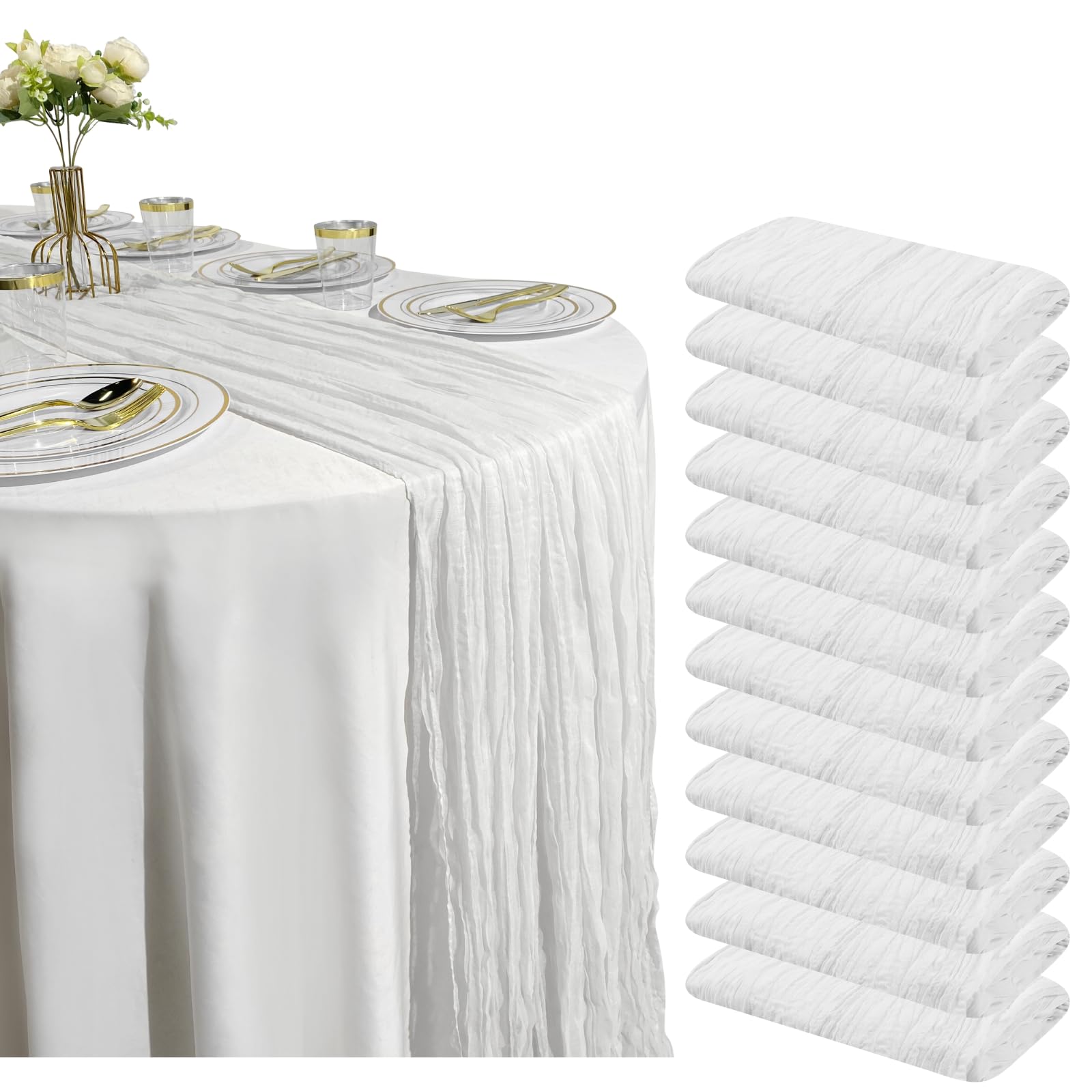 10FT Red Cheesecloth Table Runner 120 Inch Rustic Boho Gauze Cheese Cloth Table Runner for Wedding Baby Shower Bridal Shower Birthday Party Home Decorations