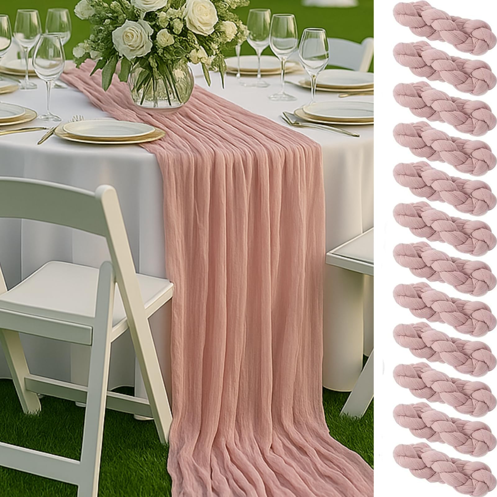 10FT Red Cheesecloth Table Runner 120 Inch Rustic Boho Gauze Cheese Cloth Table Runner for Wedding Baby Shower Bridal Shower Birthday Party Home Decorations