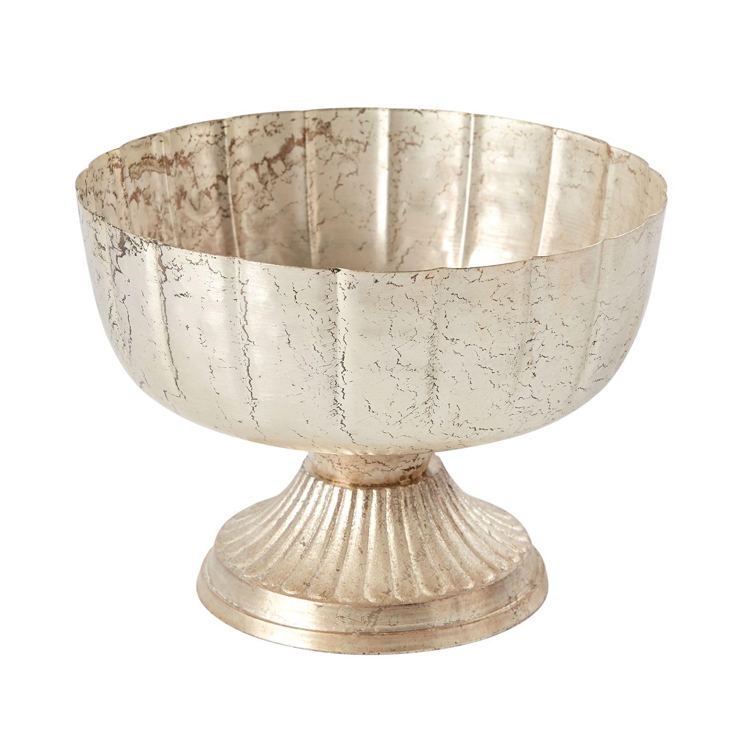 Distressed Champagne Metal Compote Bowl | Lita Metal Vase | Indoor and Outdoor Decoration for Any Event (7.75"x 5.75") (72010.61)