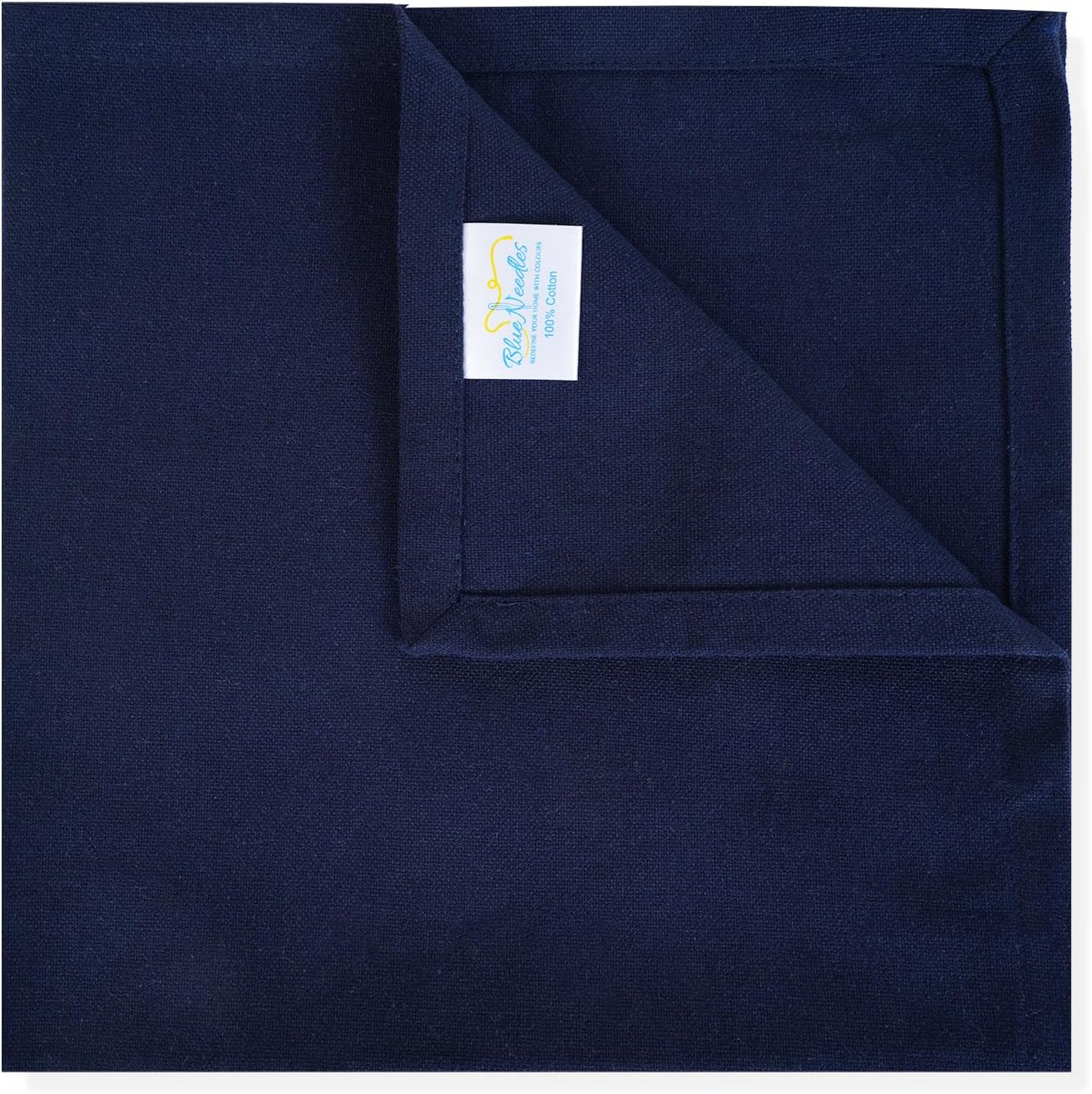 Blue Needles Solid Cloth Napkins Set of 12 Navy Blue 100% Cotton Dinner Napkins 18x18 inches - Soft, Reusable, Absorbent & Washable Linen, Ideal for Spring Summer Easter Events Parties & Everyday Use