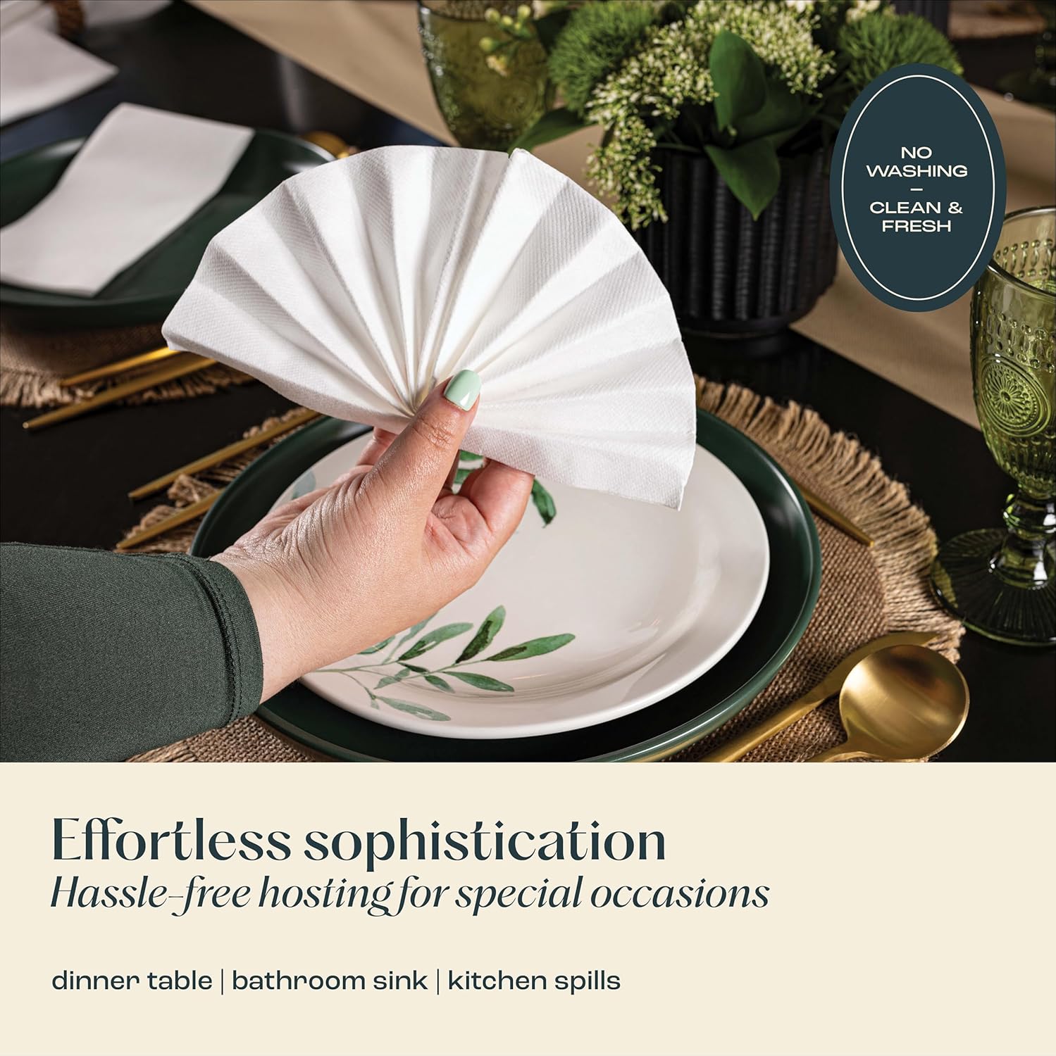 200-Pack Servietto Disposable Linen-Feel Guest Towels, 12" x 17" Cloth-Like Hand Bathroom Napkins - Made In USA, Soft and Absorbent Paper Napkin for Kitchen, Bathroom, Party, Wedding, Or Event