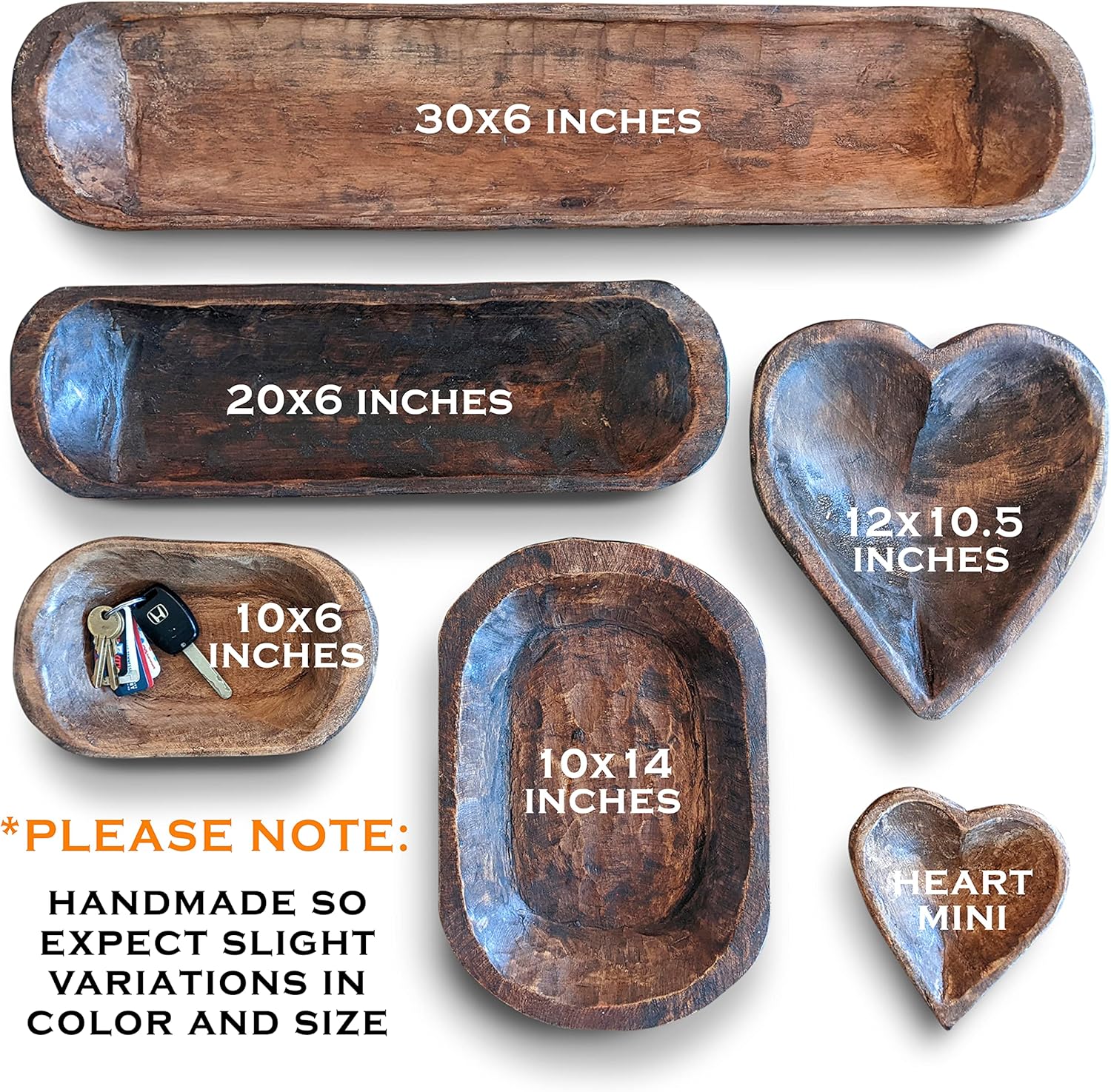 MAINEVENT Decorative Bowl Home Decor Approx 10 Inch, Hand Crafted Spanish Oak Wooden Dough Bowl Decor, Table Centerpiece Made in USA