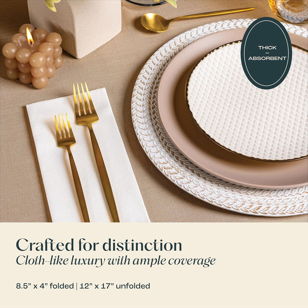 200-Pack Servietto Disposable Linen-Feel Guest Towels, 12" x 17" Cloth-Like Hand Bathroom Napkins - Made In USA, Soft and Absorbent Paper Napkin for Kitchen, Bathroom, Party, Wedding, Or Event